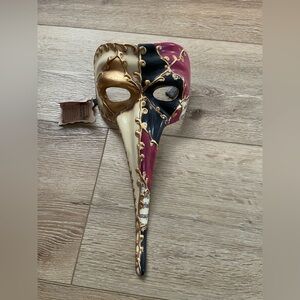 Venetian masquerade hand painted red gold music mask made in italy